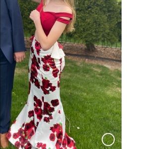 Red Floral 2 pc prom dress